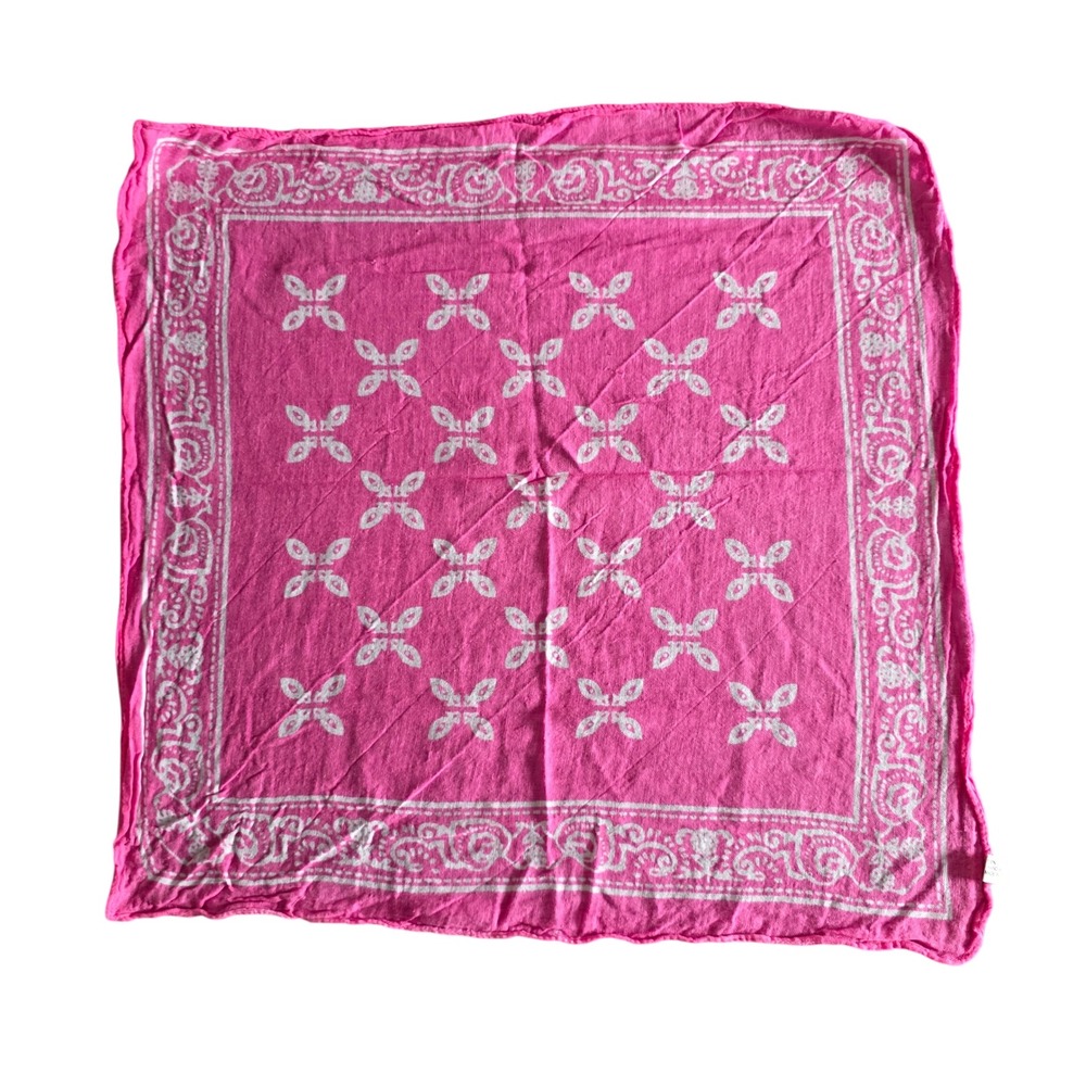 Pink Cotton Bandana Paisley Floral Print Square Scarf Made in India